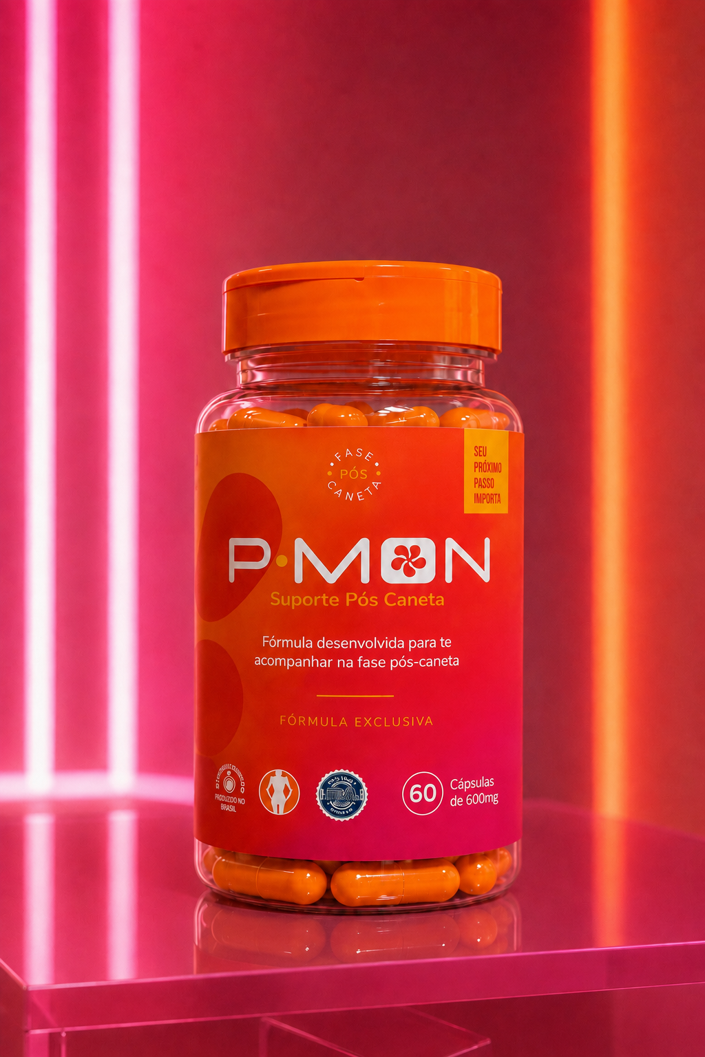 Frasco de PMON Suporte Pós Caneta com 60 cápsulas de 600mg